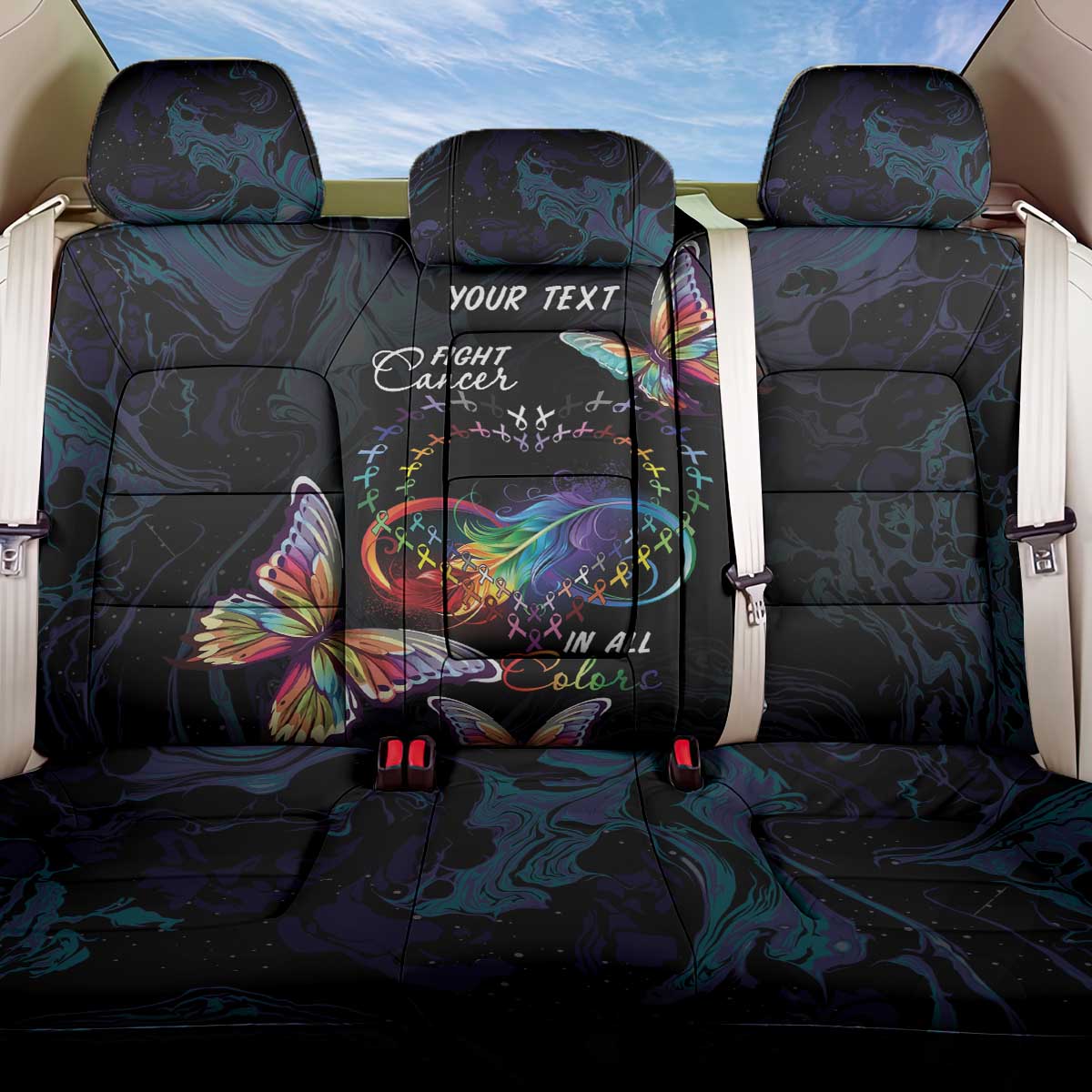 Fight Cancer In All Colors Back Car Seat Cover Whimsical Butterflies LT7 - Wonder Print Shop