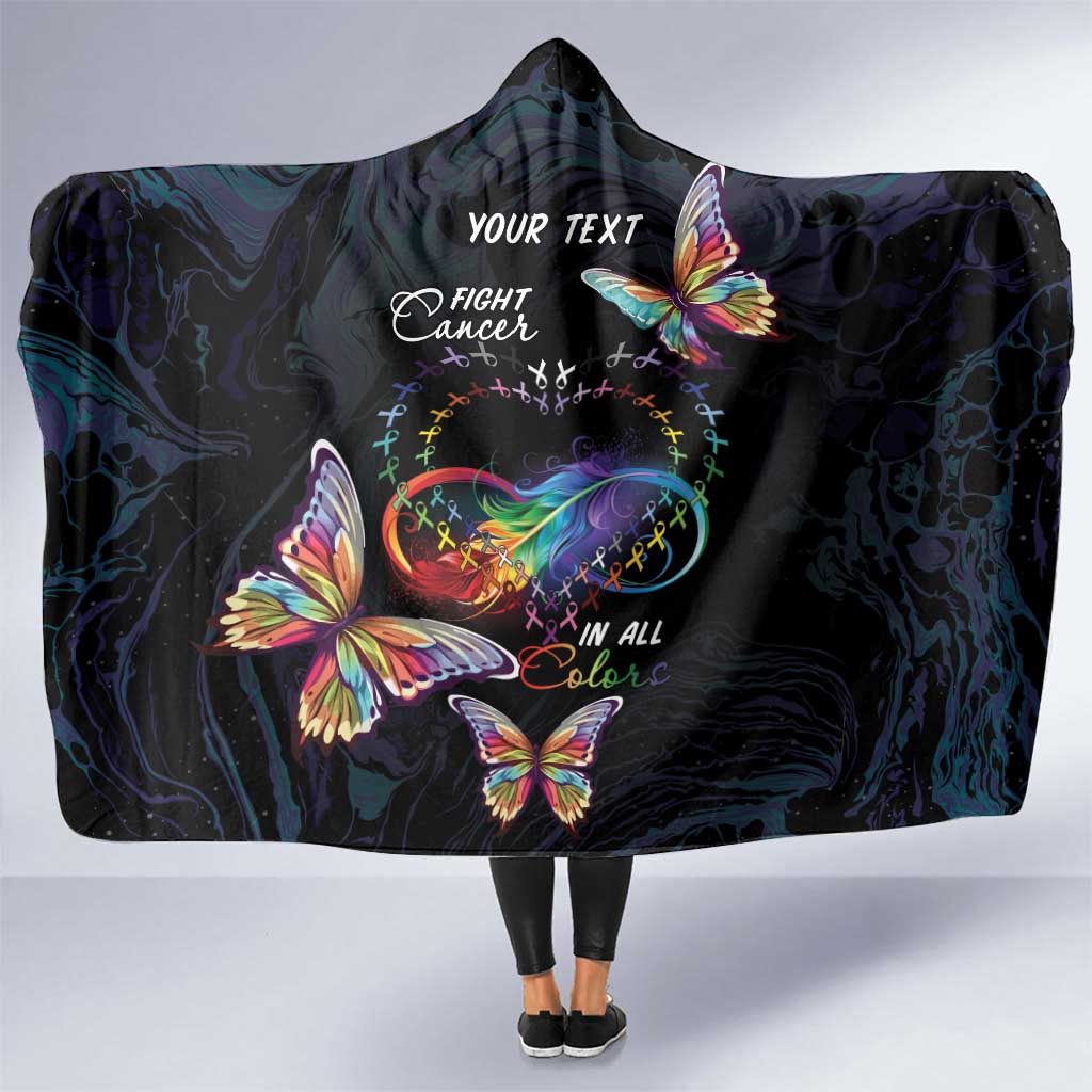 Fight Cancer In All Colors Hooded Blanket Whimsical Butterflies