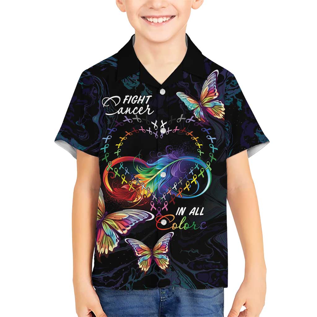 Fight Cancer In All Colors Kid Hawaiian Shirt Whimsical Butterflies