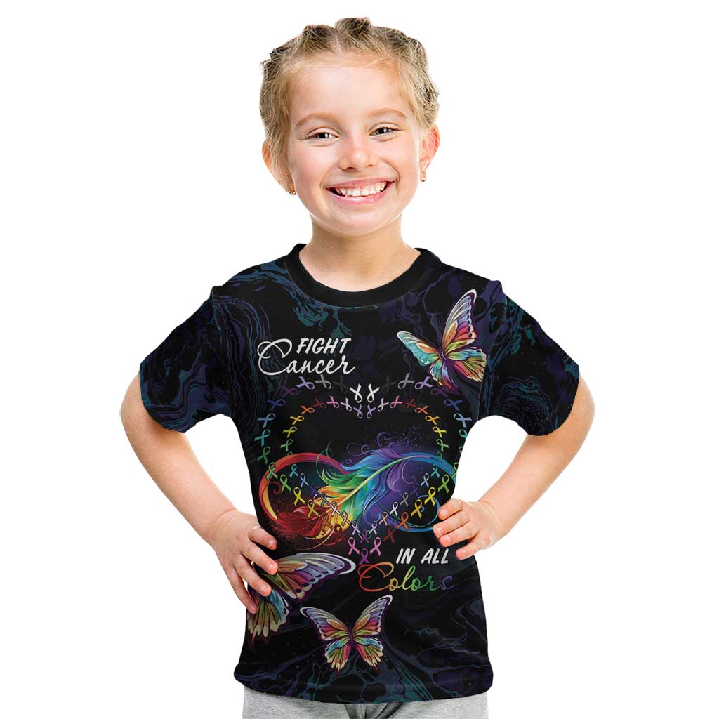 Fight Cancer In All Colors Kid T Shirt Whimsical Butterflies