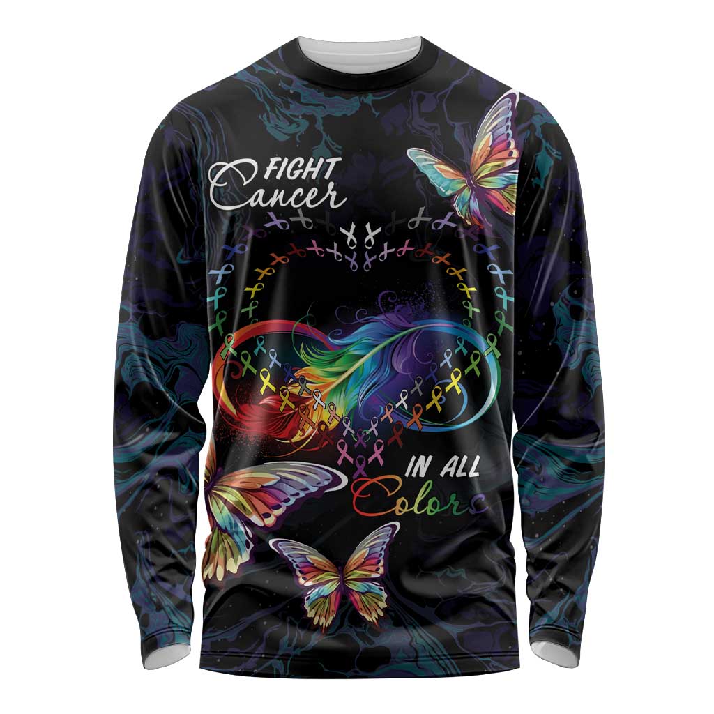 Fight Cancer In All Colors Long Sleeve Shirt Whimsical Butterflies