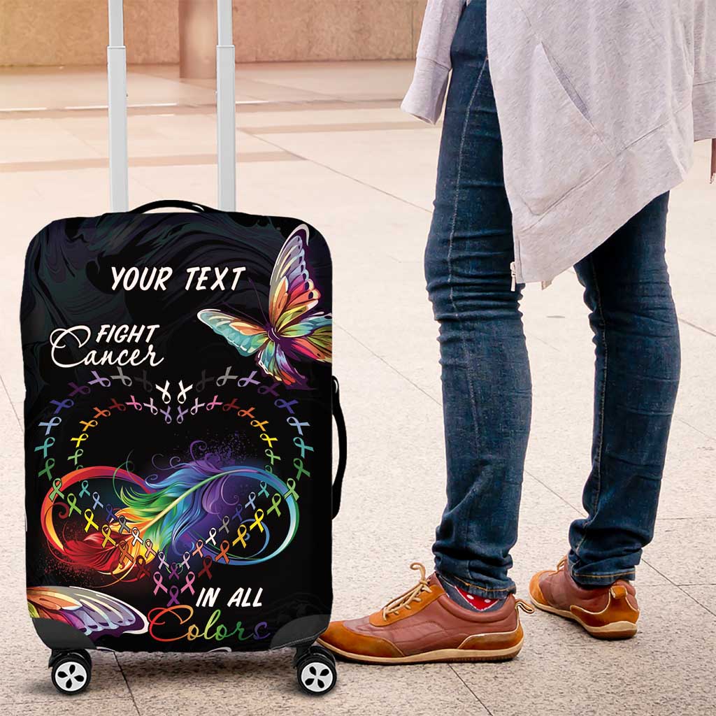 Fight Cancer In All Colors Luggage Cover Whimsical Butterflies