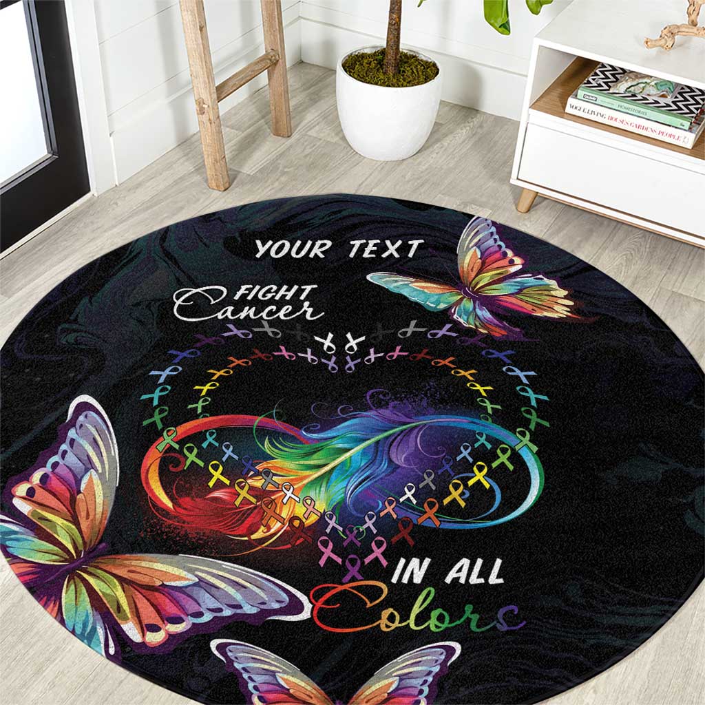 Fight Cancer In All Colors Round Carpet Whimsical Butterflies