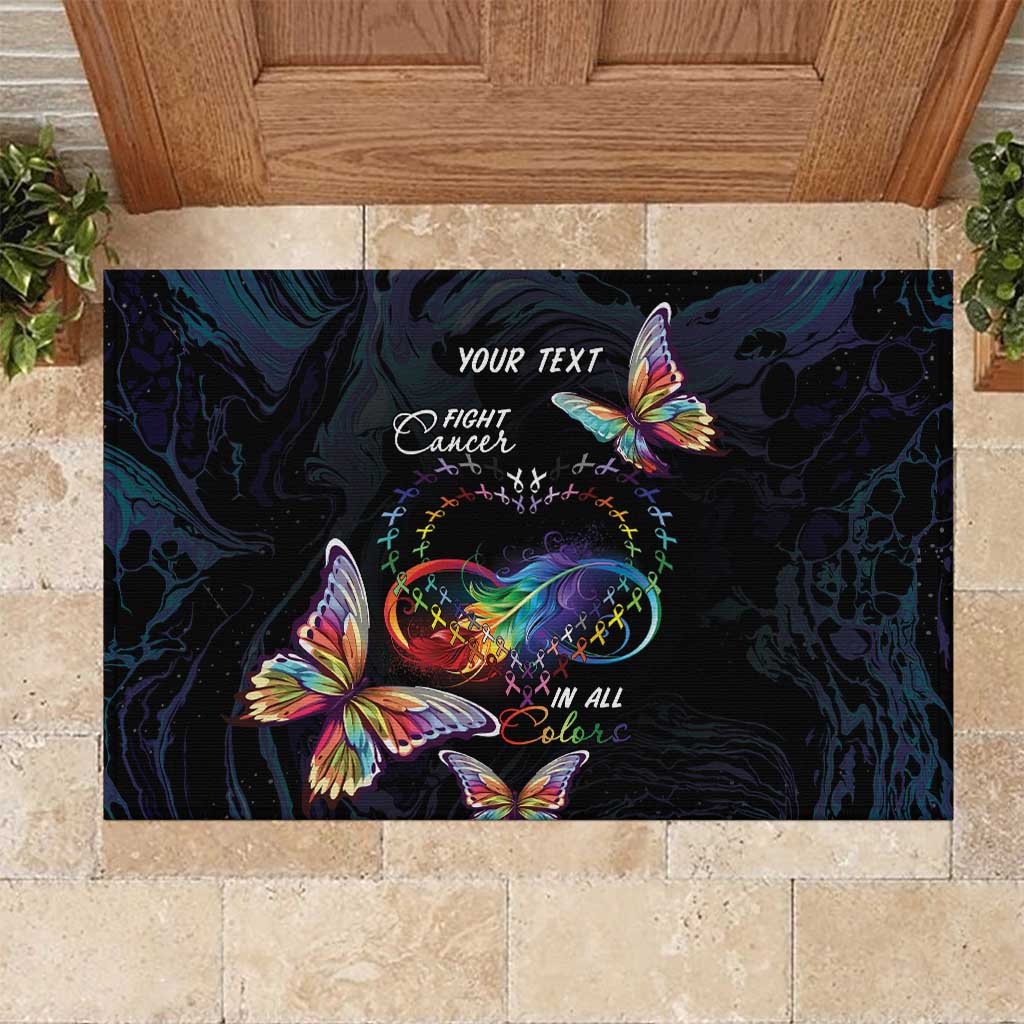 Fight Cancer In All Colors Rubber Doormat Whimsical Butterflies