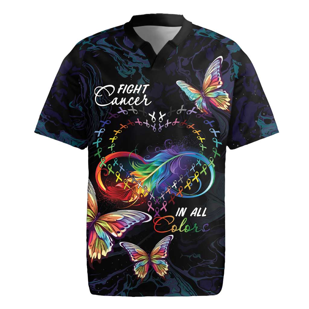 Fight Cancer In All Colors Rugby Jersey Whimsical Butterflies