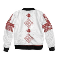 Latvia Jani Midsummer Sleeve Zip Bomber Jacket Red White Latvijas Auseklis