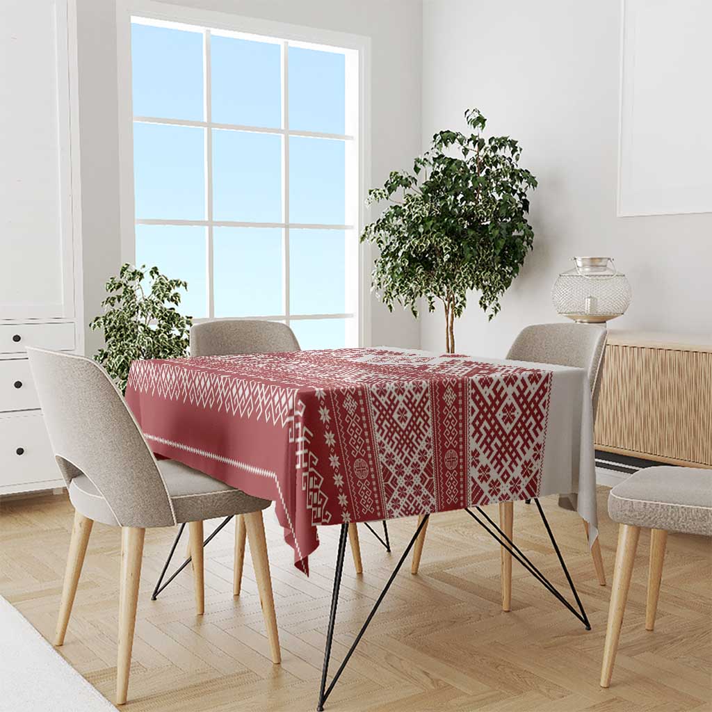 Latvia Jani Midsummer Tablecloth Red White Latvijas Auseklis