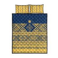 Latvia Jani Midsummer Quilt Bed Set Blue Gold Latvijas Auseklis
