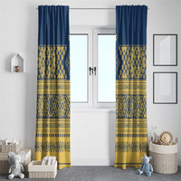 Latvia Jani Midsummer Window Curtain Blue Gold Latvijas Auseklis