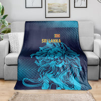 Navy gradient blanket with large blue lion artwork and Sri Lanka lettering