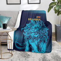 Navy gradient blanket with blue lion print and Sri Lanka wordmark