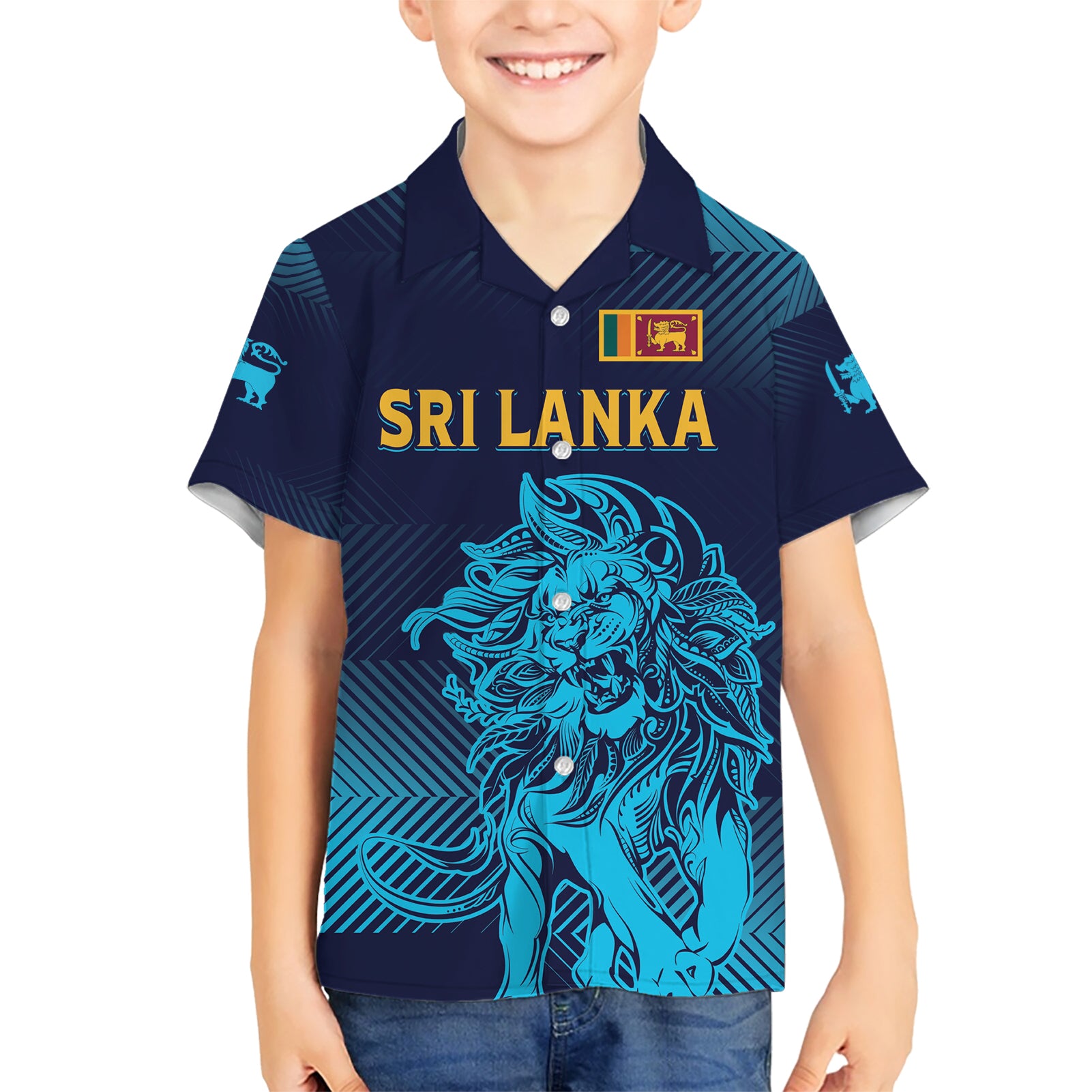 Sri Lanka Cricket Lion World Cup 2024 Kid Hawaiian Shirt Gradient Inspiration - Wonder Print Shop