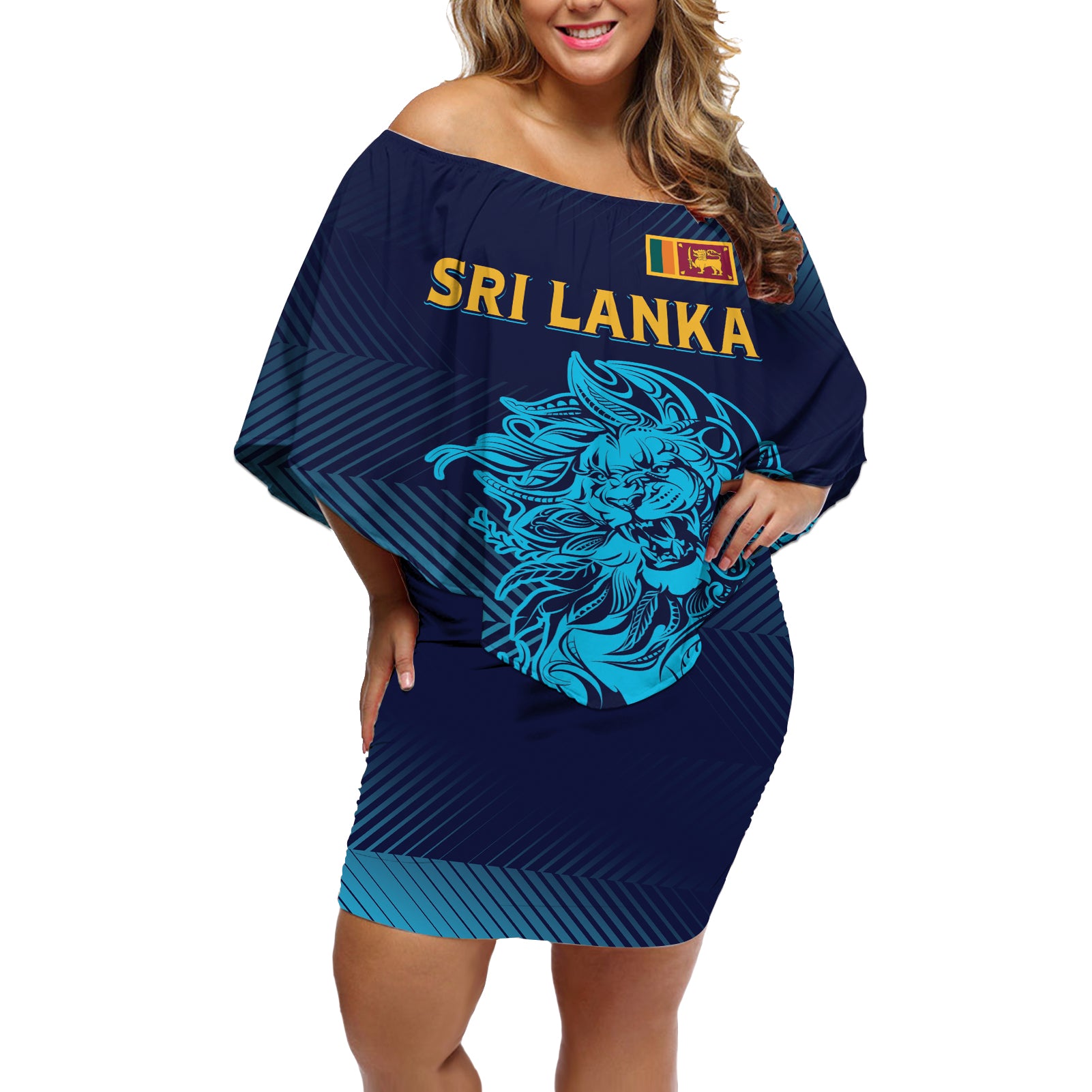 Sri Lanka Cricket Lion World Cup 2024 Off Shoulder Short Dress Gradient Inspiration - Wonder Print Shop