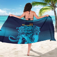Dark blue sarong with Sri Lanka emblem and large blue lion graphic.