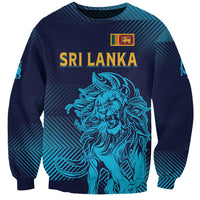 Navy unisex sweatshirt with Sri Lanka text and blue lion head illustration.