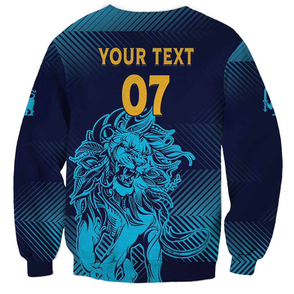 Navy unisex sweatshirt with blue lion graphic and gold '07' on front.