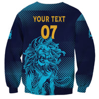 Navy unisex sweatshirt with blue lion graphic and gold '07' on front.