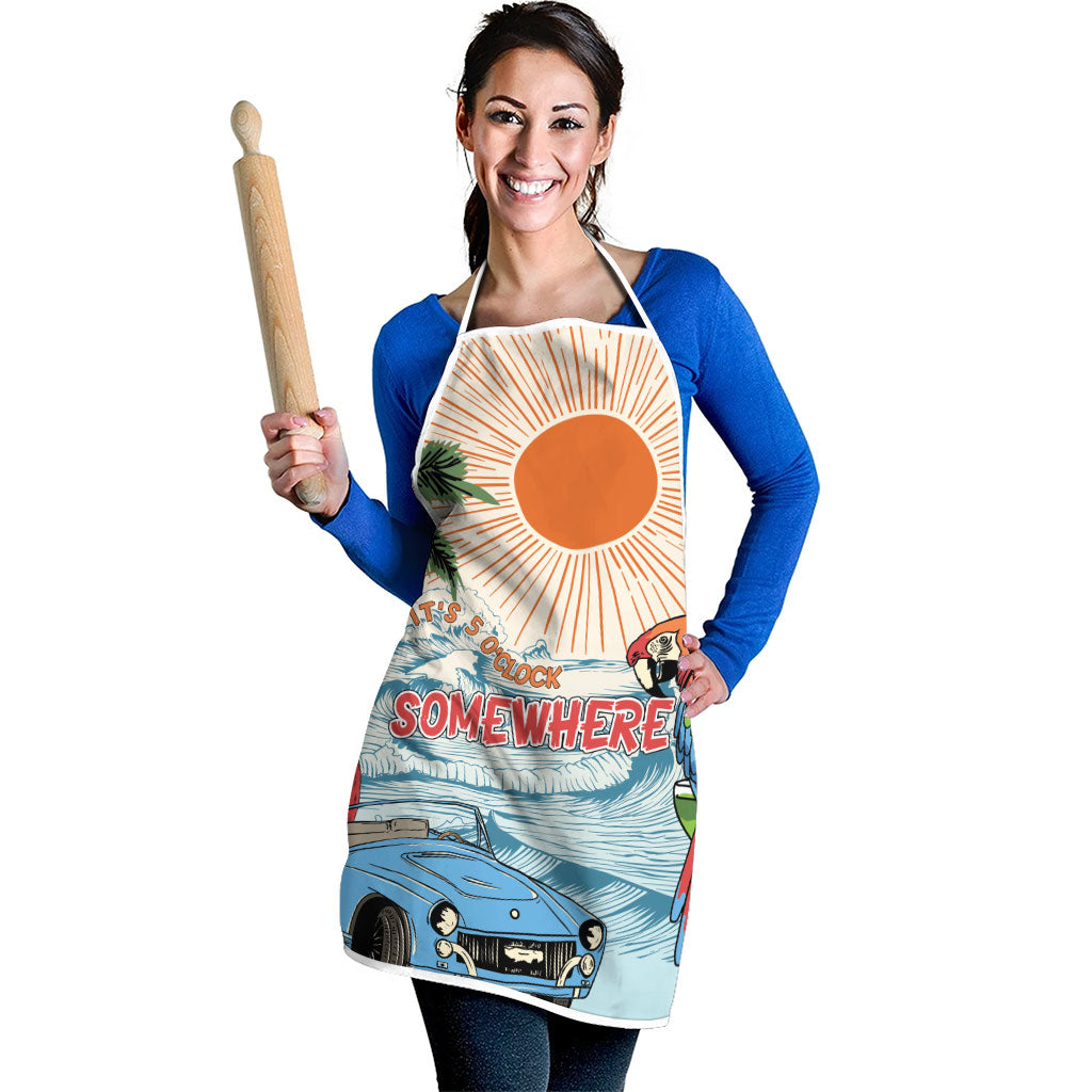 Summer Holiday It's 5 o'clock Somewhere Vintage Hawaii Apron
