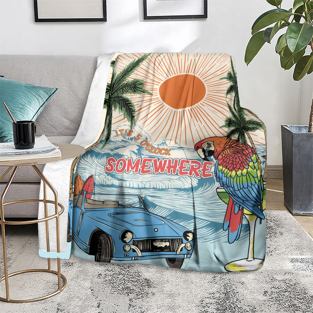 Summer Holiday It's 5 o'clock Somewhere Vintage Hawaii Blanket