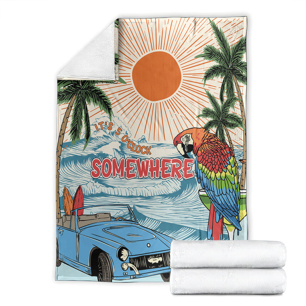 Summer Holiday It's 5 o'clock Somewhere Vintage Hawaii Blanket