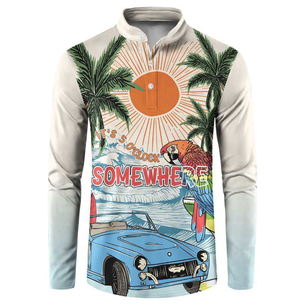 Summer Holiday It's 5 o'clock Somewhere Vintage Hawaii Button Sweatshirt