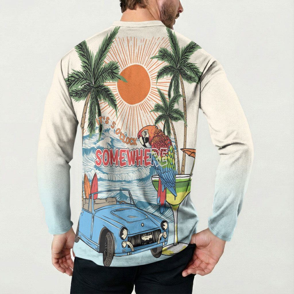 Summer Holiday It's 5 o'clock Somewhere Vintage Hawaii Button Sweatshirt