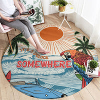 Summer Holiday It's 5 o'clock Somewhere Vintage Hawaii Round Carpet