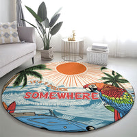 Summer Holiday It's 5 o'clock Somewhere Vintage Hawaii Round Carpet