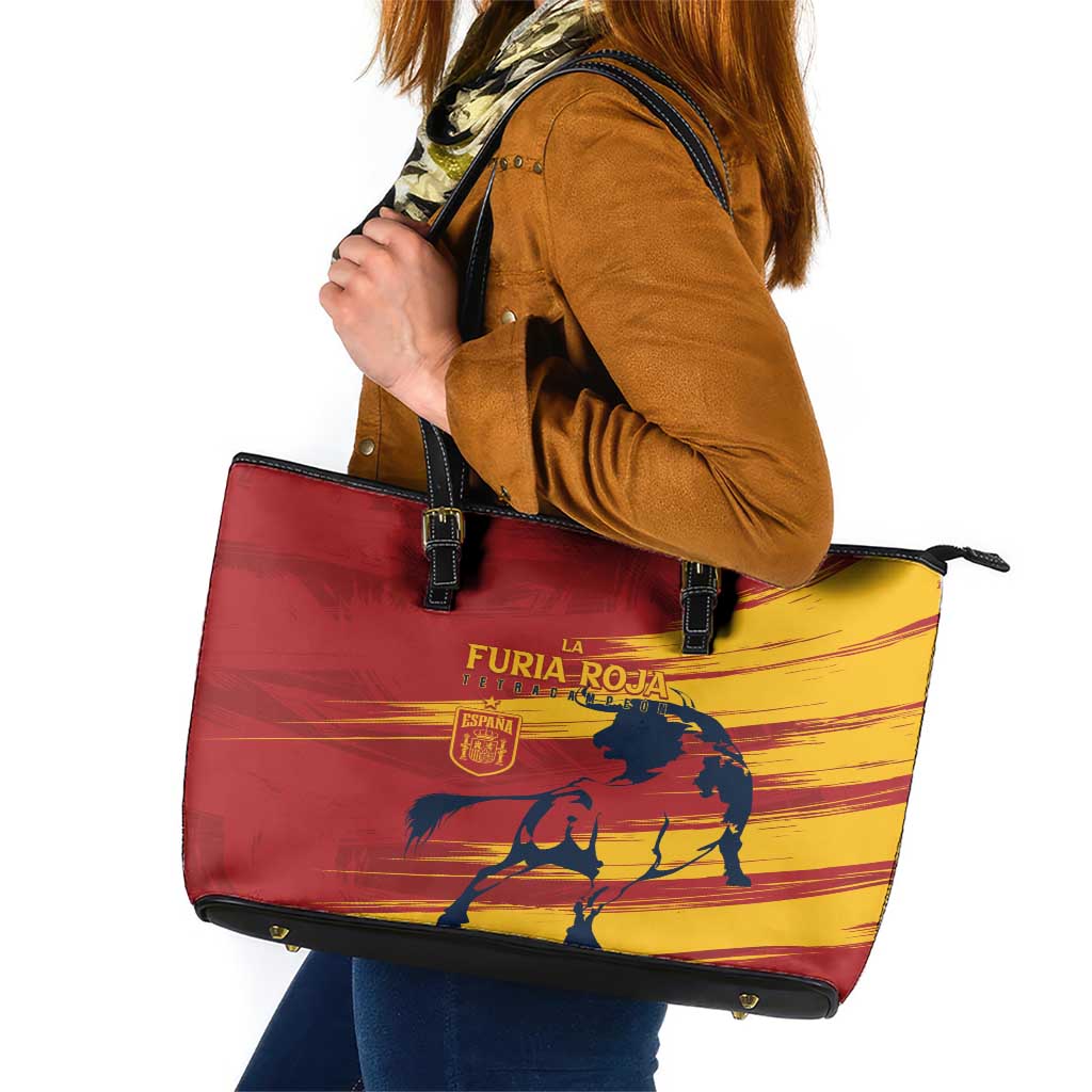 Spain La Furia Roja Leather Tote Bag 2024 Tetracampeon Espana - Wonder Print Shop