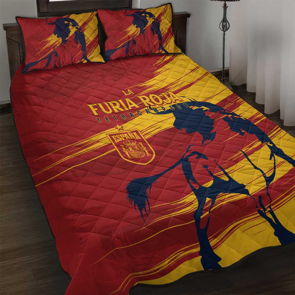 Spain La Furia Roja Quilt Bed Set 2024 Tetracampeon Espana - Wonder Print Shop