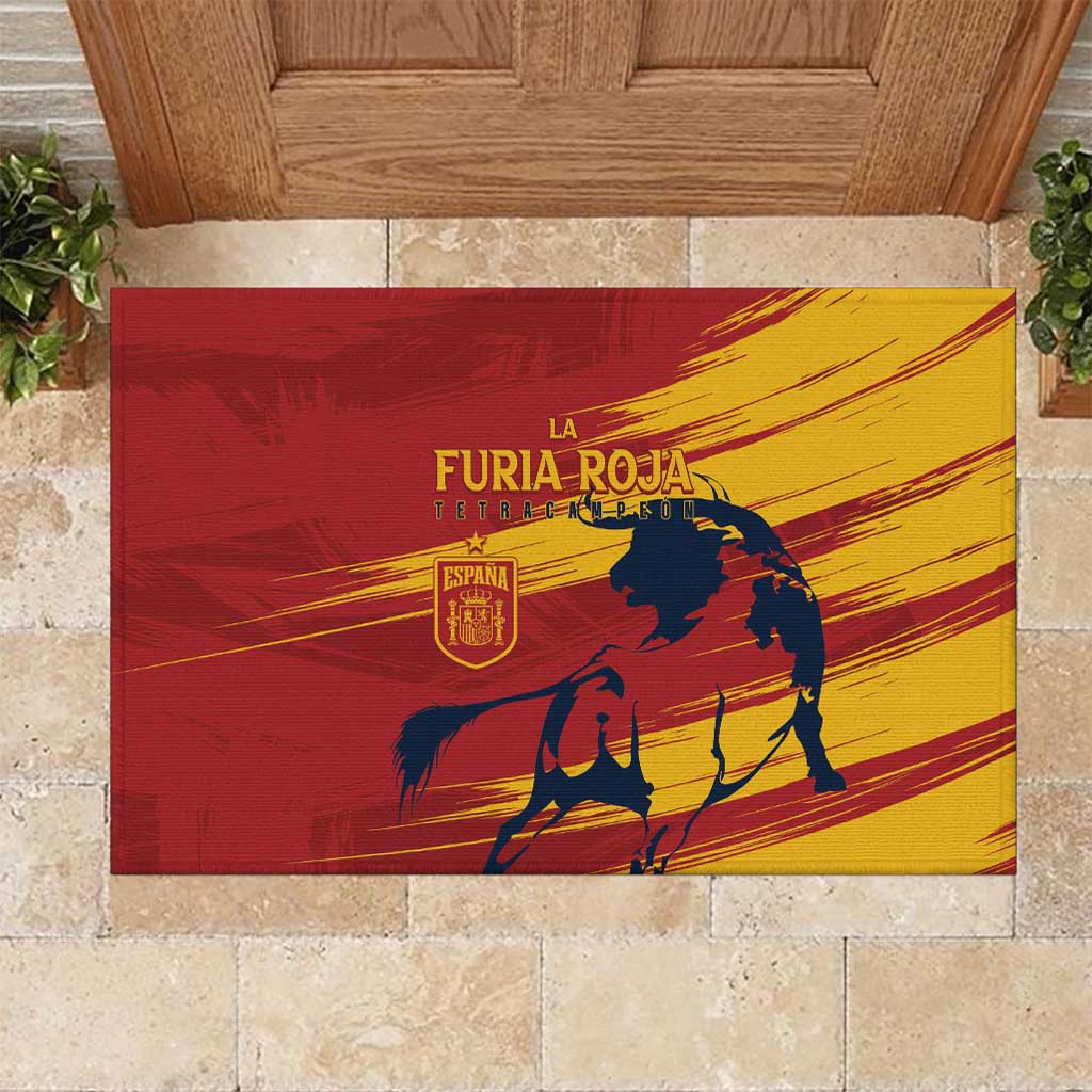 Spain La Furia Roja Rubber Doormat 2024 Tetracampeon Espana - Wonder Print Shop