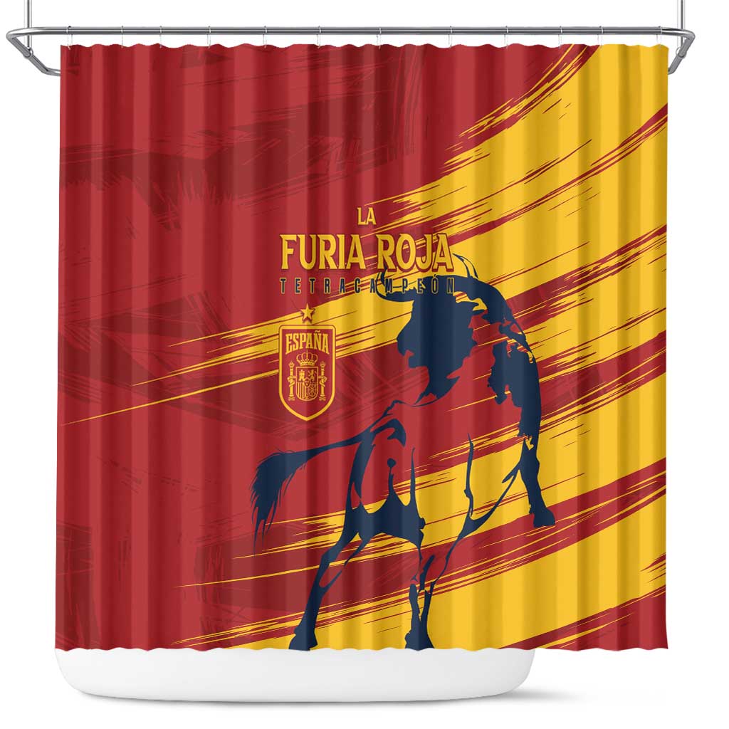 Spain La Furia Roja Shower Curtain 2024 Tetracampeon Espana