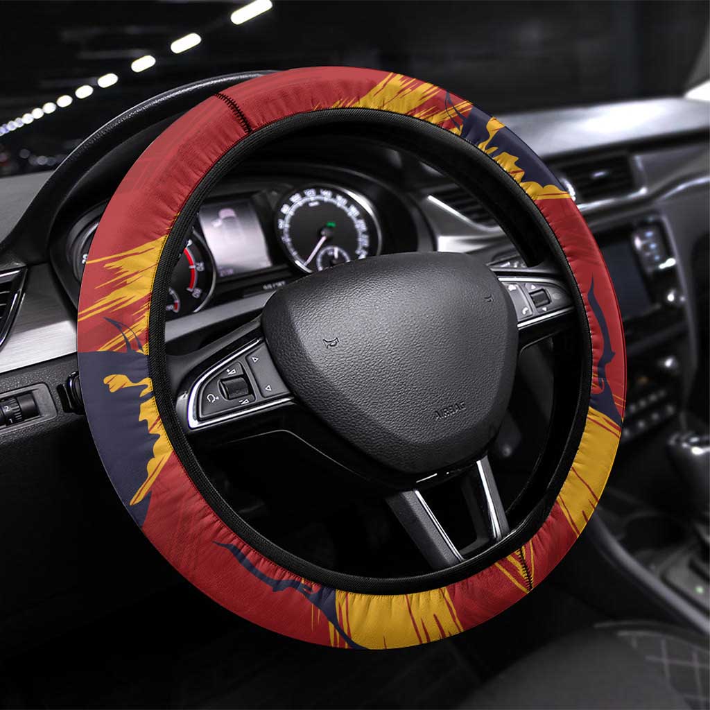 Spain La Furia Roja Steering Wheel Cover 2024 Tetracampeon Espana - Wonder Print Shop