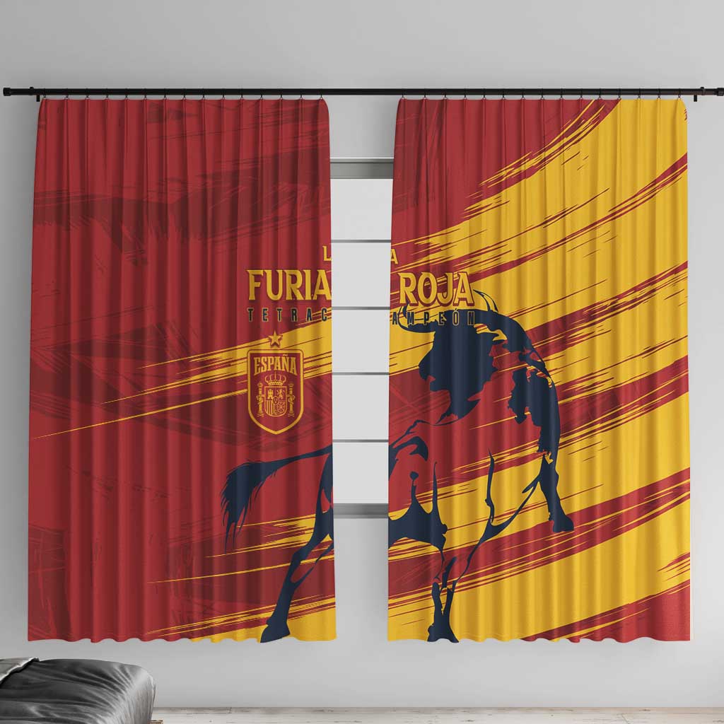 Spain La Furia Roja Window Curtain 2024 Tetracampeon Espana - Wonder Print Shop