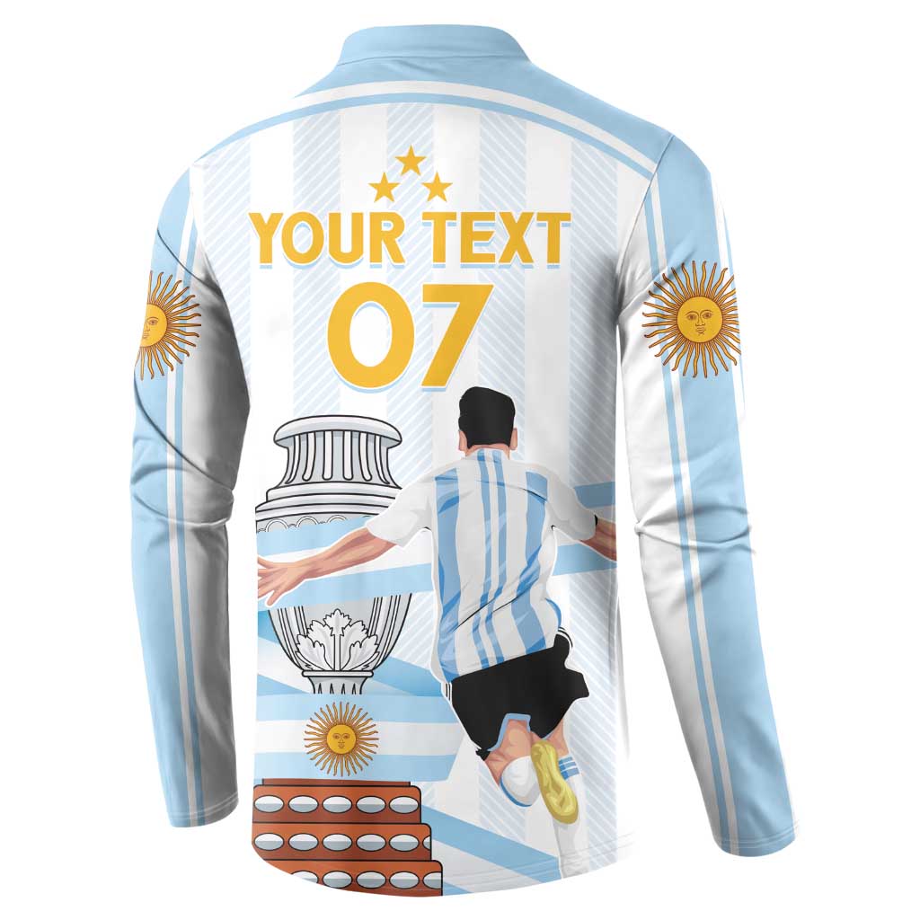 Custom button sweatshirt with back YOUR TEXT 07 and Argentina-style emblem graphics