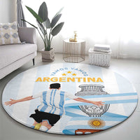 Round Argentina fan carpet with silver-gray border, ARGENTINA text, stars, and blue-white flag art