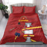 Red Spain Campeones bedding set with matching pillowcases and football graphic
