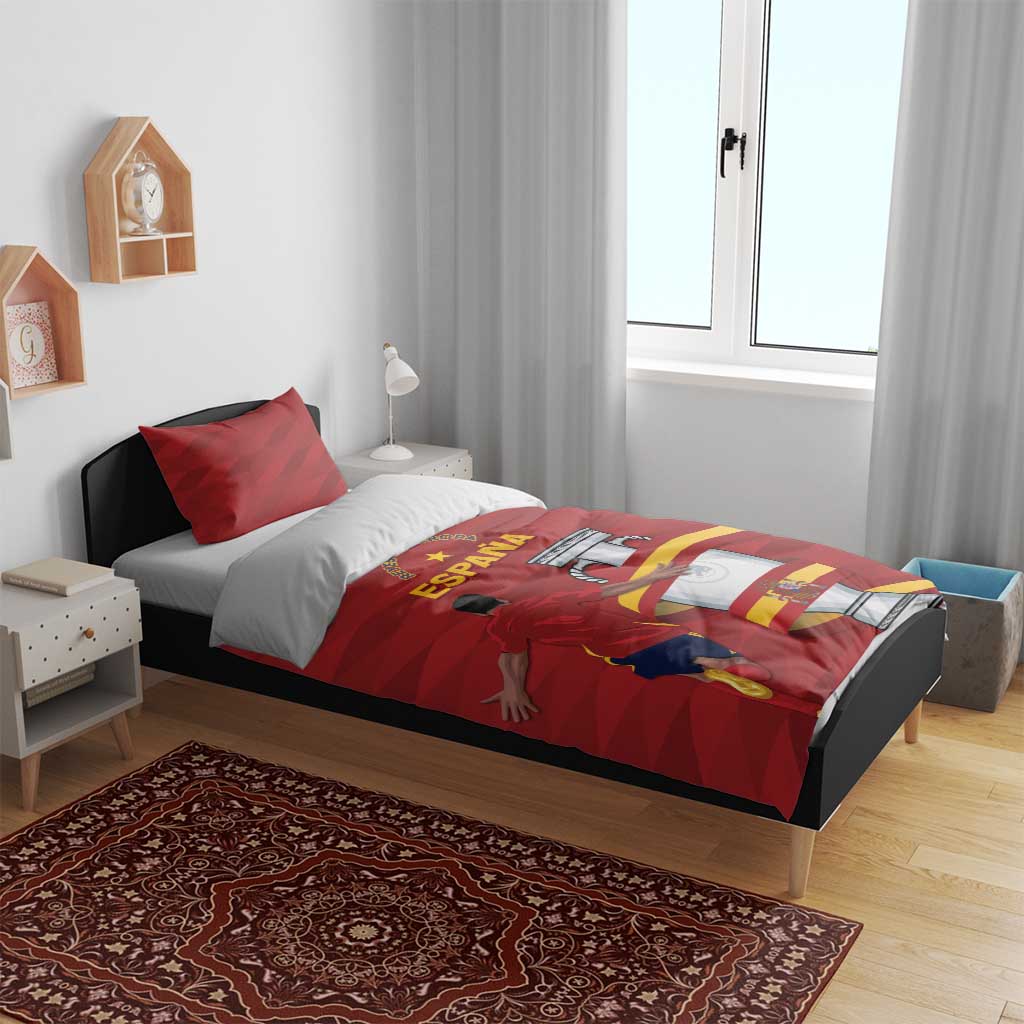 Spain Campeones red bedding set with illustrated duvet cover and matching pillowcase