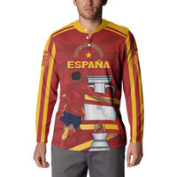 Spain Campeones red button sweatshirt with yellow stripes and front graphic print