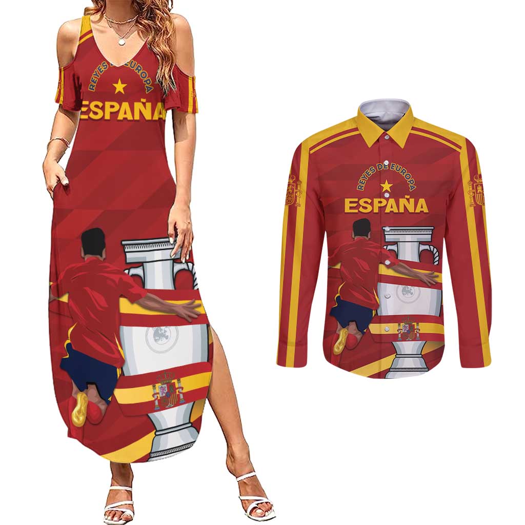 Spain Campeones Custom Couples Matching Summer Maxi Dress and Long Sleeve Button Shirt Reyes de Europa LT7 - Wonder Print Shop