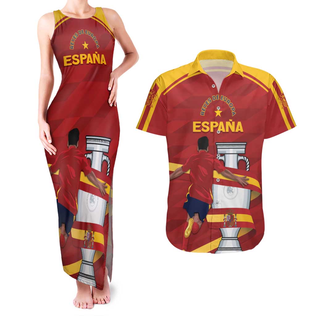 Spain Campeones Custom Couples Matching Tank Maxi Dress and Hawaiian Shirt Reyes de Europa LT7 - Wonder Print Shop