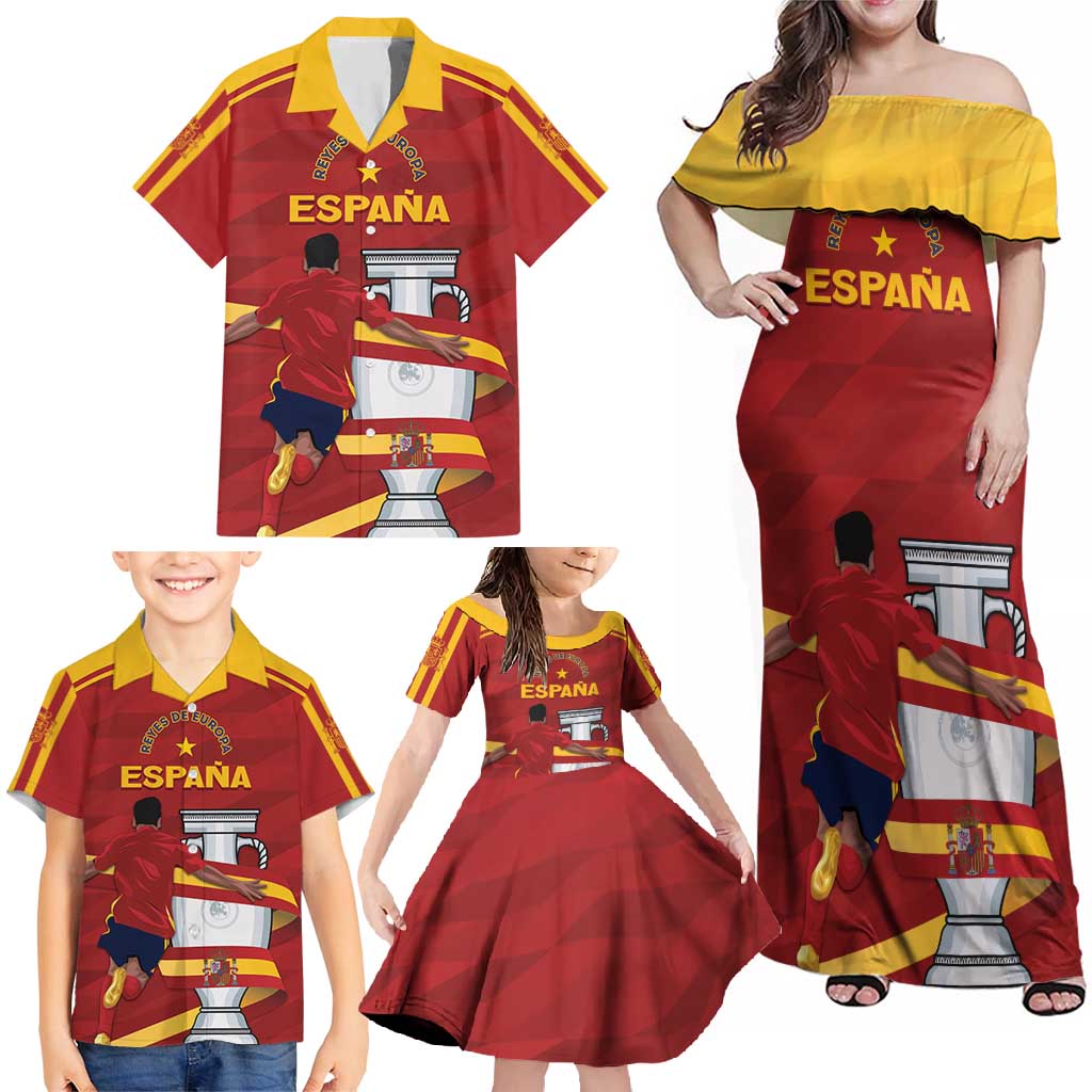 Spain Campeones Custom Family Matching Off Shoulder Maxi Dress and Hawaiian Shirt Reyes de Europa LT7 - Wonder Print Shop