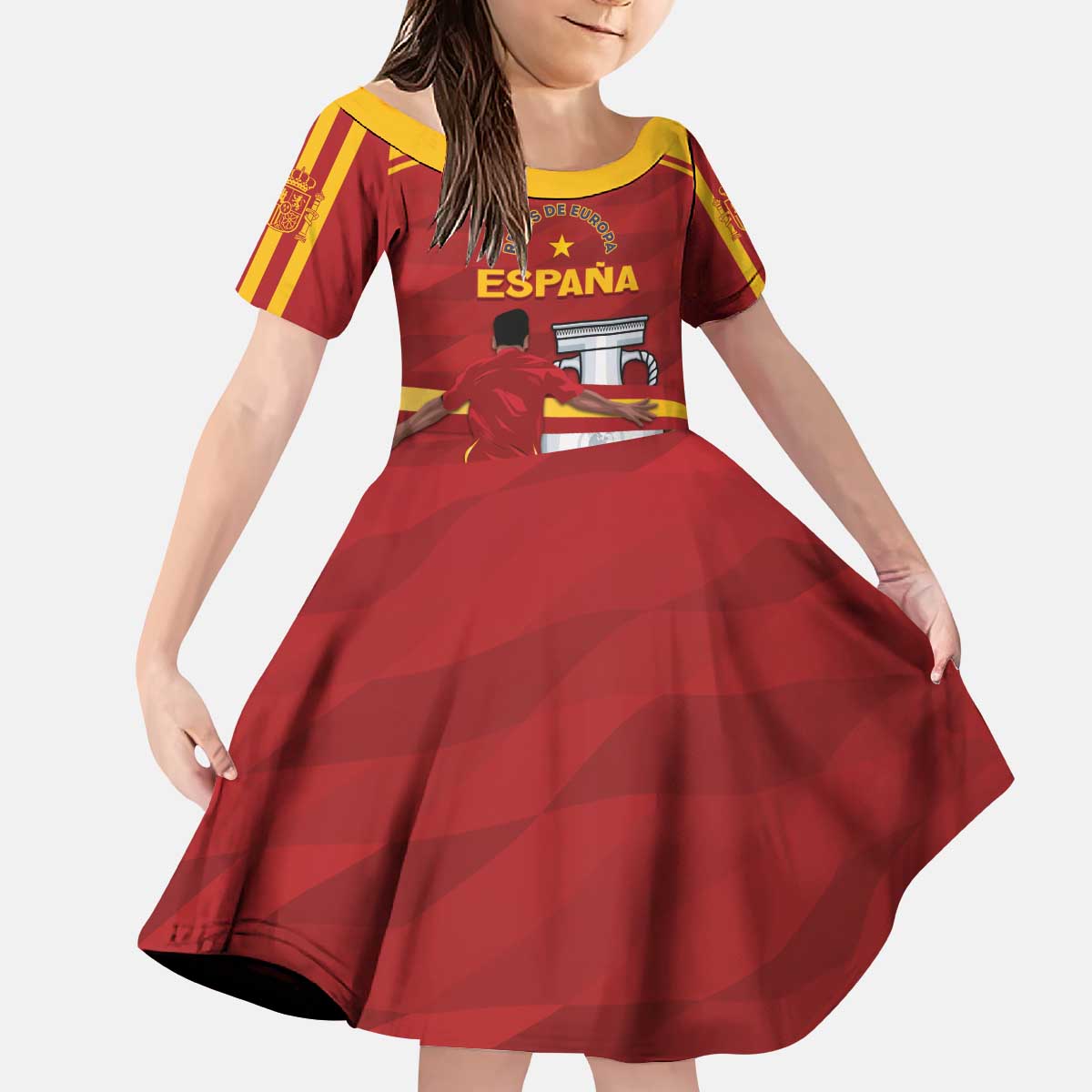 Spain Campeones Custom Kid Short Sleeve Dress Reyes de Europa - Wonder Print Shop