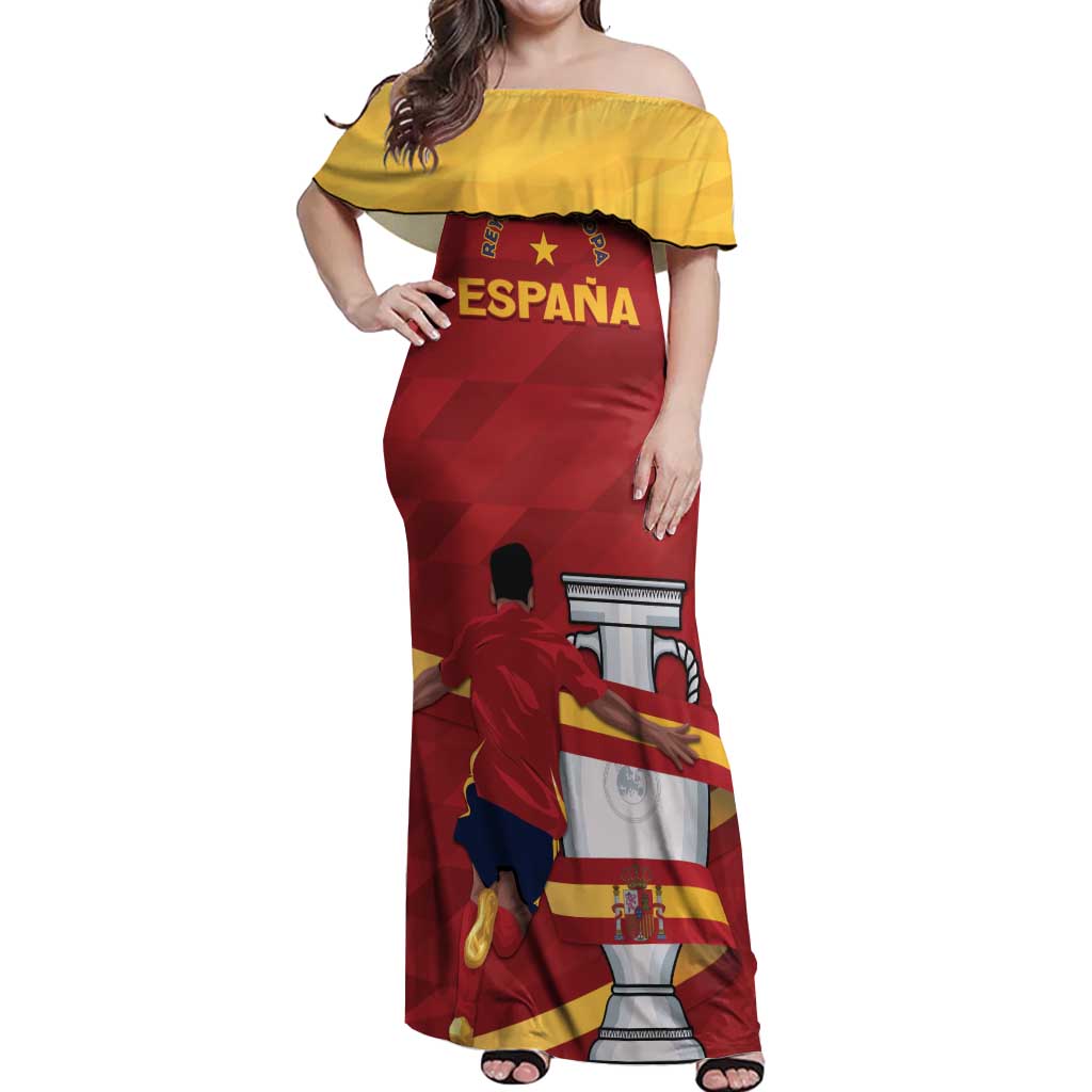 Spain Campeones Custom Off Shoulder Maxi Dress Reyes de Europa - Wonder Print Shop