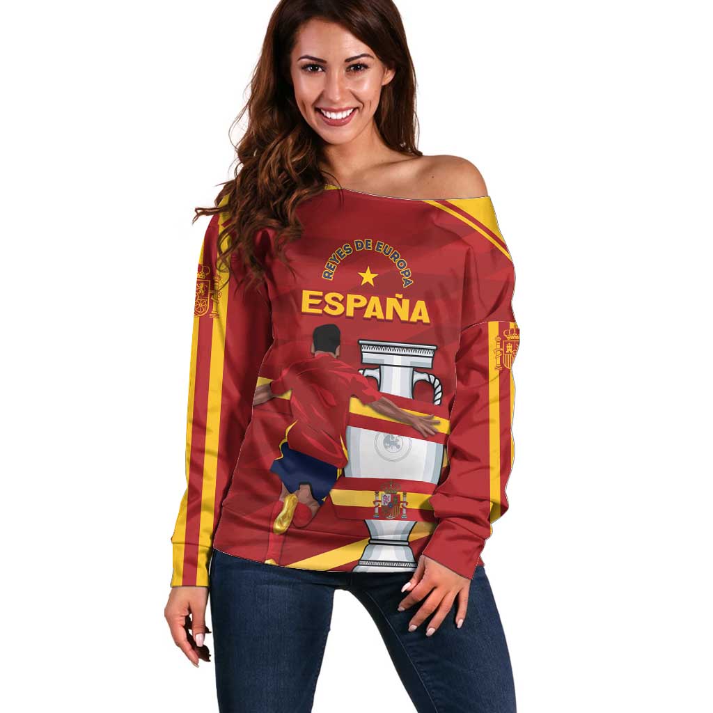 Spain Campeones Custom Off Shoulder Sweater Reyes de Europa - Wonder Print Shop