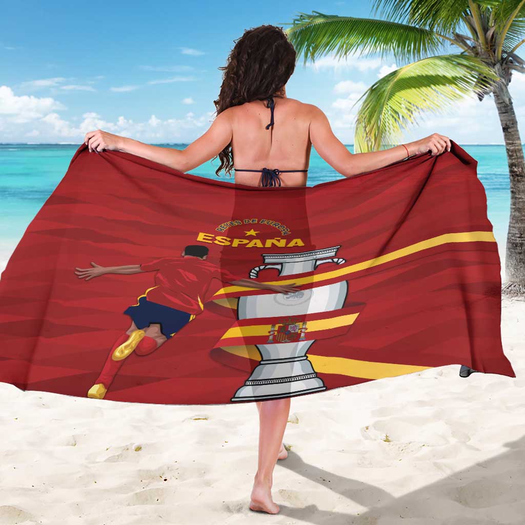 Red Spain Campeones sarong with trophy and soccer player graphic