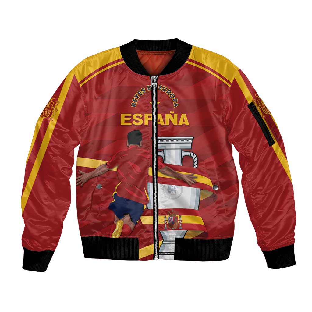 Spain Campeones Custom Sleeve Zip Bomber Jacket Reyes de Europa - Wonder Print Shop