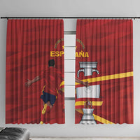 Red Spain-themed window curtain panels with full-color flag and crest print