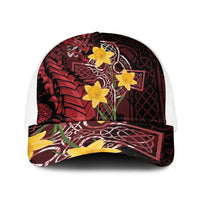Wales Cymru Am Byth Baseball Net Cap Welsh Dragon with Celtic Cross - Wonder Print Shop