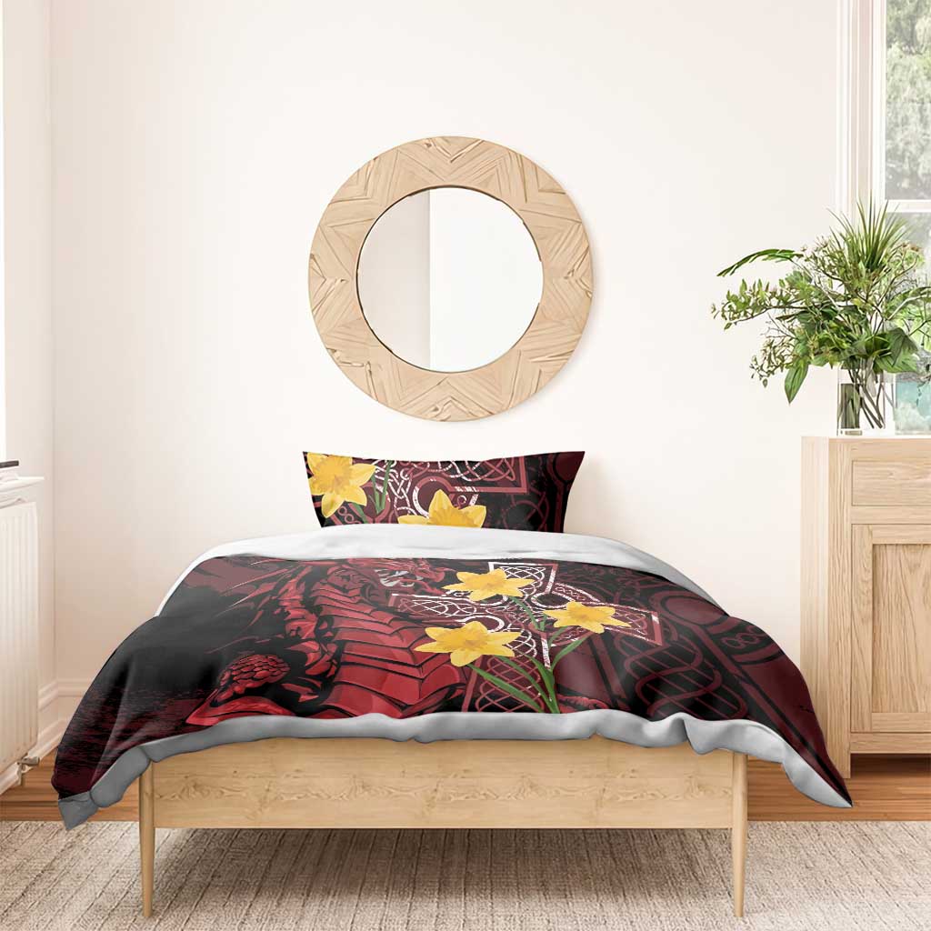 Wales Cymru Am Byth Bedding Set Welsh Dragon with Celtic Cross - Wonder Print Shop